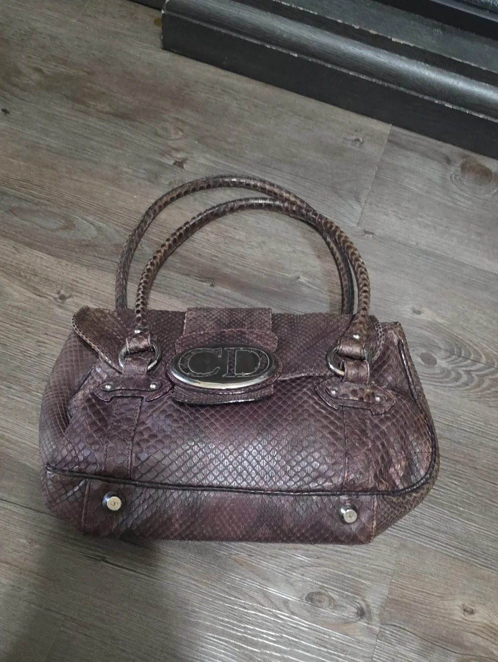 Dior Brown Textured Shoulder Bag with CD Logo